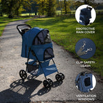 Pet Stroller With Rain Cover | Blue