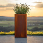Corten Steel Tall Square Planter - Pre-rusted | 32cm x 32cm x 75cm | Brown