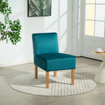 Corina Velvet Fabric Armless Accent Chair | Teal