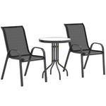 Garden Bistro Set, Small Garden Set W/ Stackable Chairs | Black