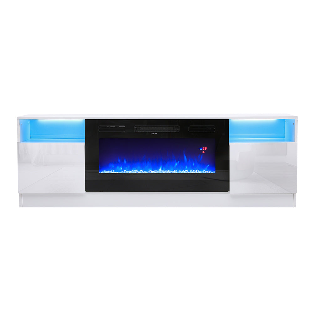 Recessed Electric Fireplace Tv Stand With Remote Control | White