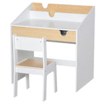 Two-piece Kids Desk And Chair Set Children Study Table W/ Storage