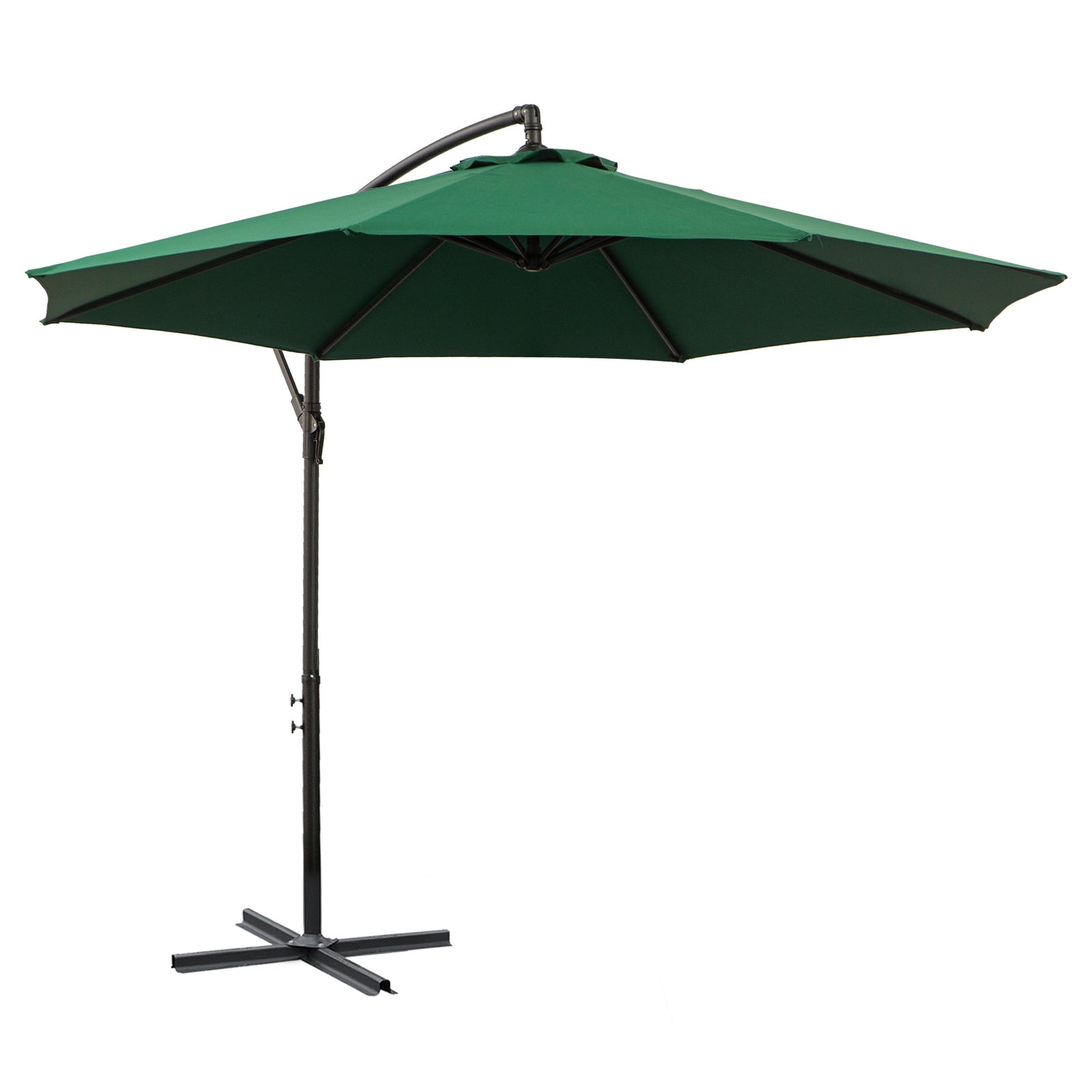 3m Garden Parasol W/ Crank & Base | Green