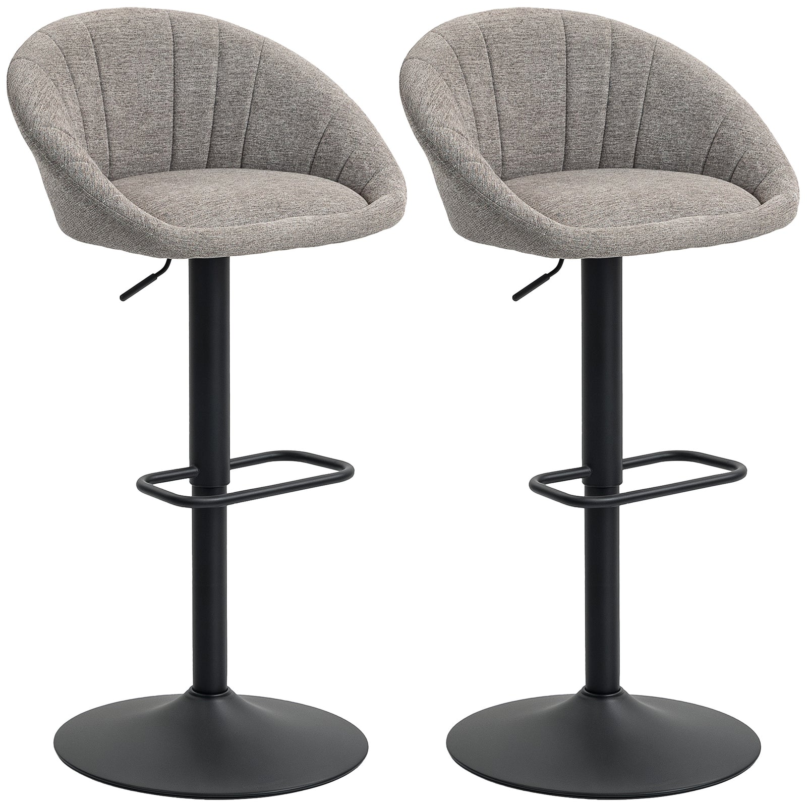 Swivel Bar Stools Set Of 2 Height Adjustable Bar Chairs | Grey