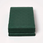Diamond Quilted Velvet Bed Throw | 150cm x 200cm | Green
