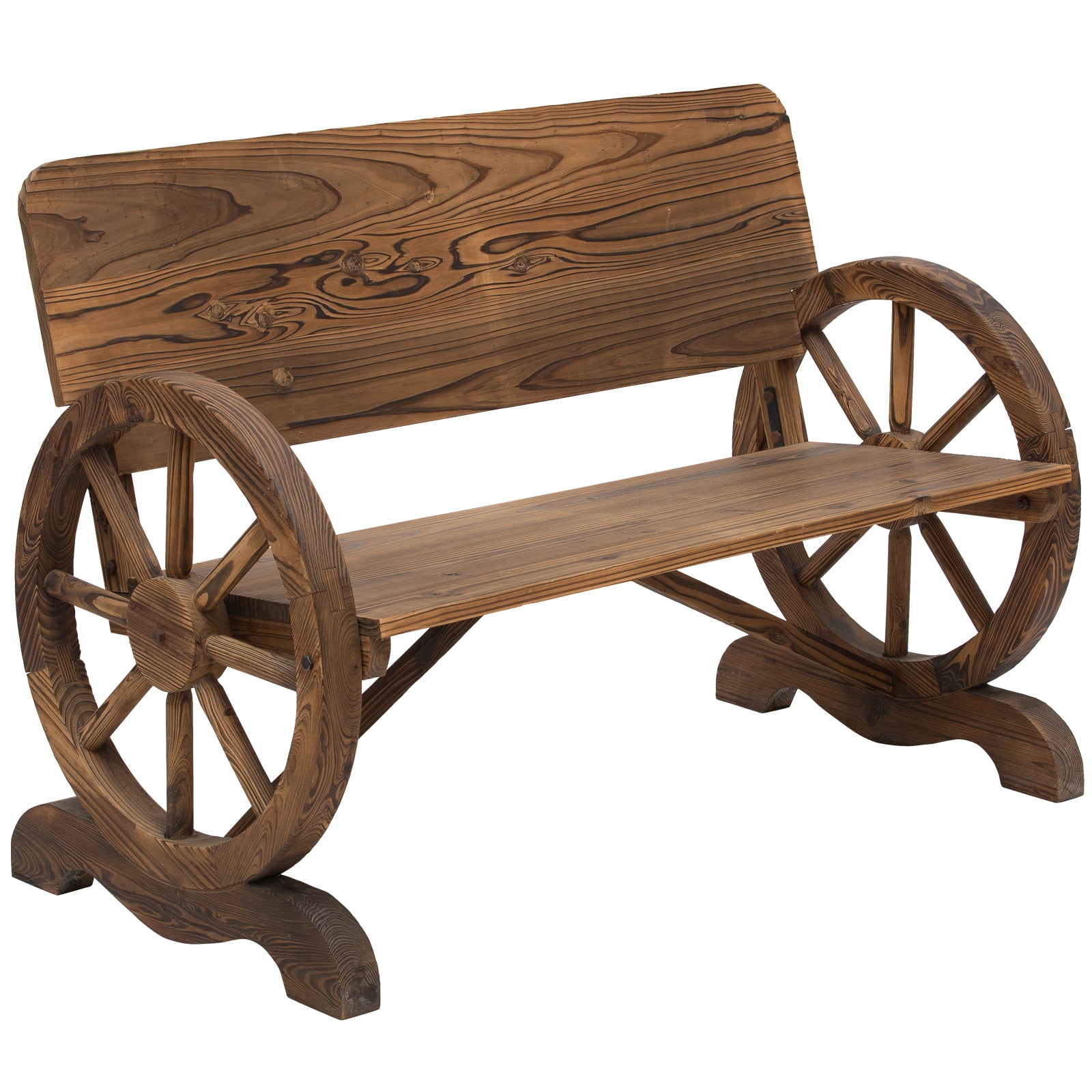 Garden Wagon Wheel Bench Outdoor