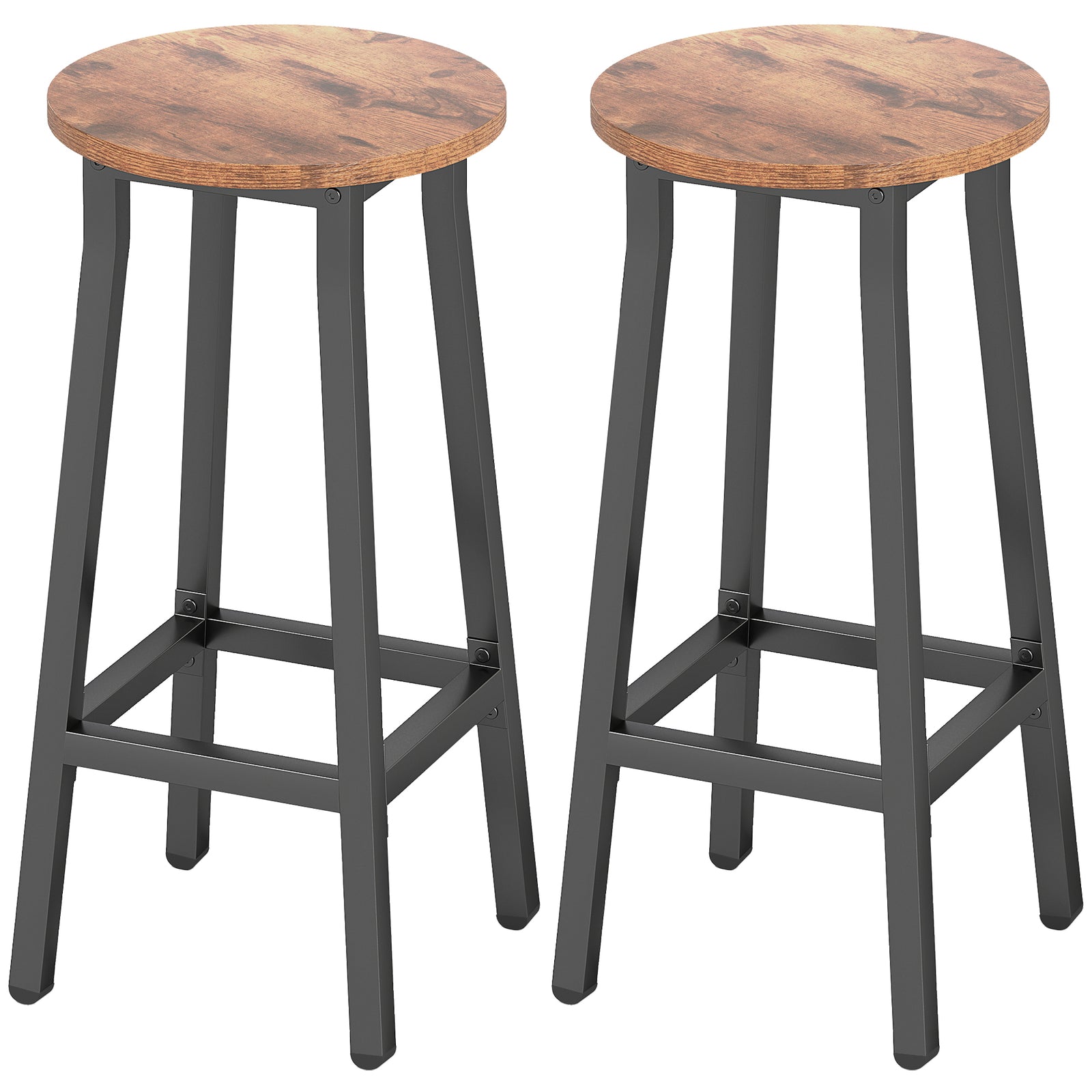 HOMCOM Barstools, Breakfast Bar Stools With Footrest, Rustic Brown