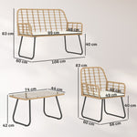 Rattan Garden Furniture Set, 4 Piece Outdoor Patio Furniture | Brown