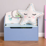 Kids Wooden Toy Box Children Storage Chest Bench Organiser Bedroom | Blue