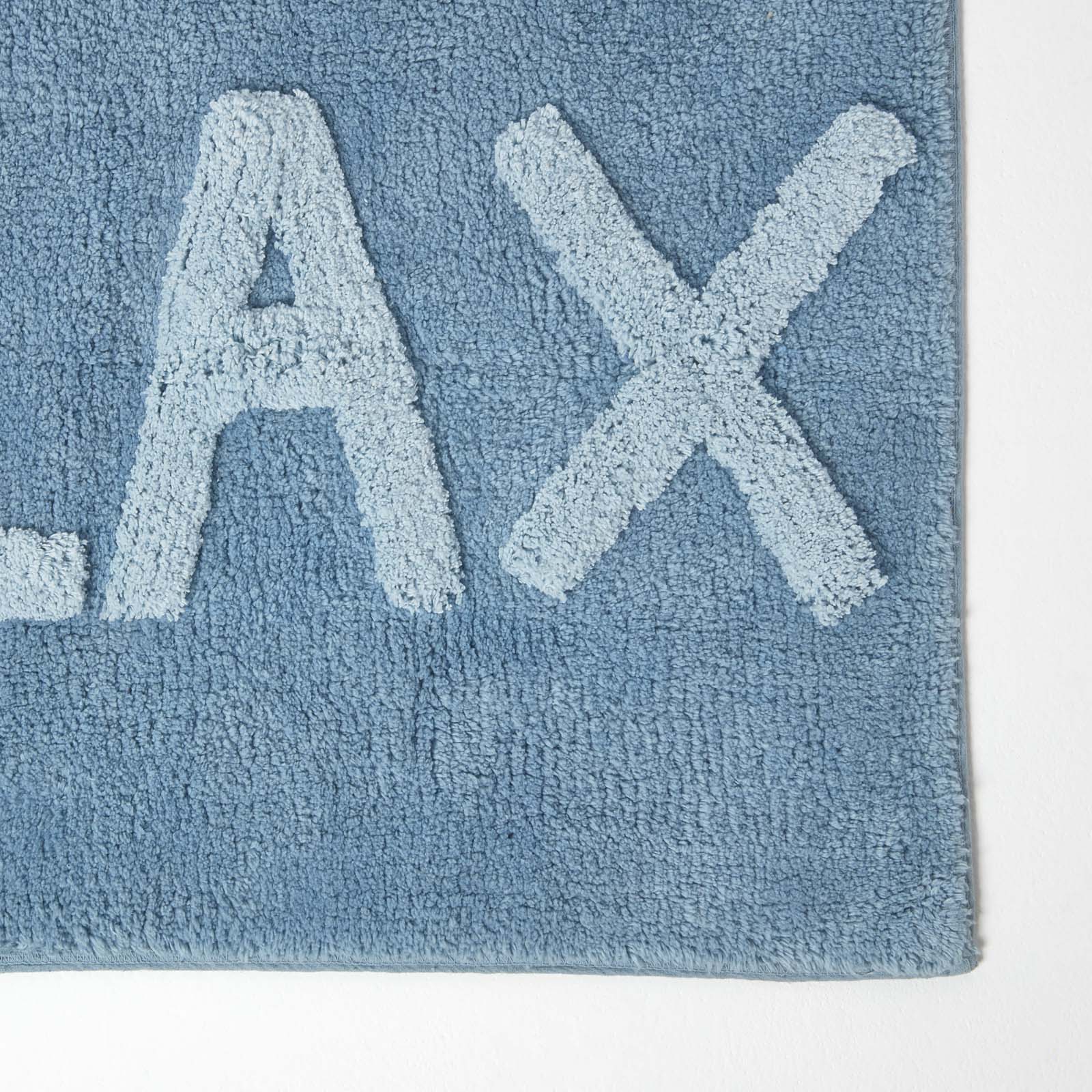 Relax Design Bath Mat 100% Cotton | 50 x 80cm | Blue & White