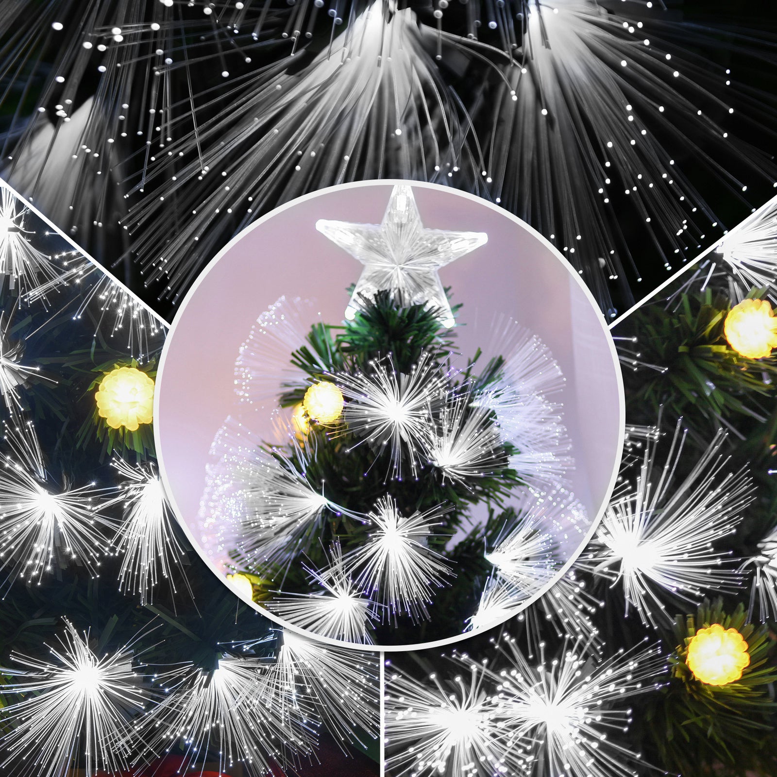 3ft White Light Artificial Christmas Tree W/ 90 Led Star Topper Tri-base | 3ft | Green