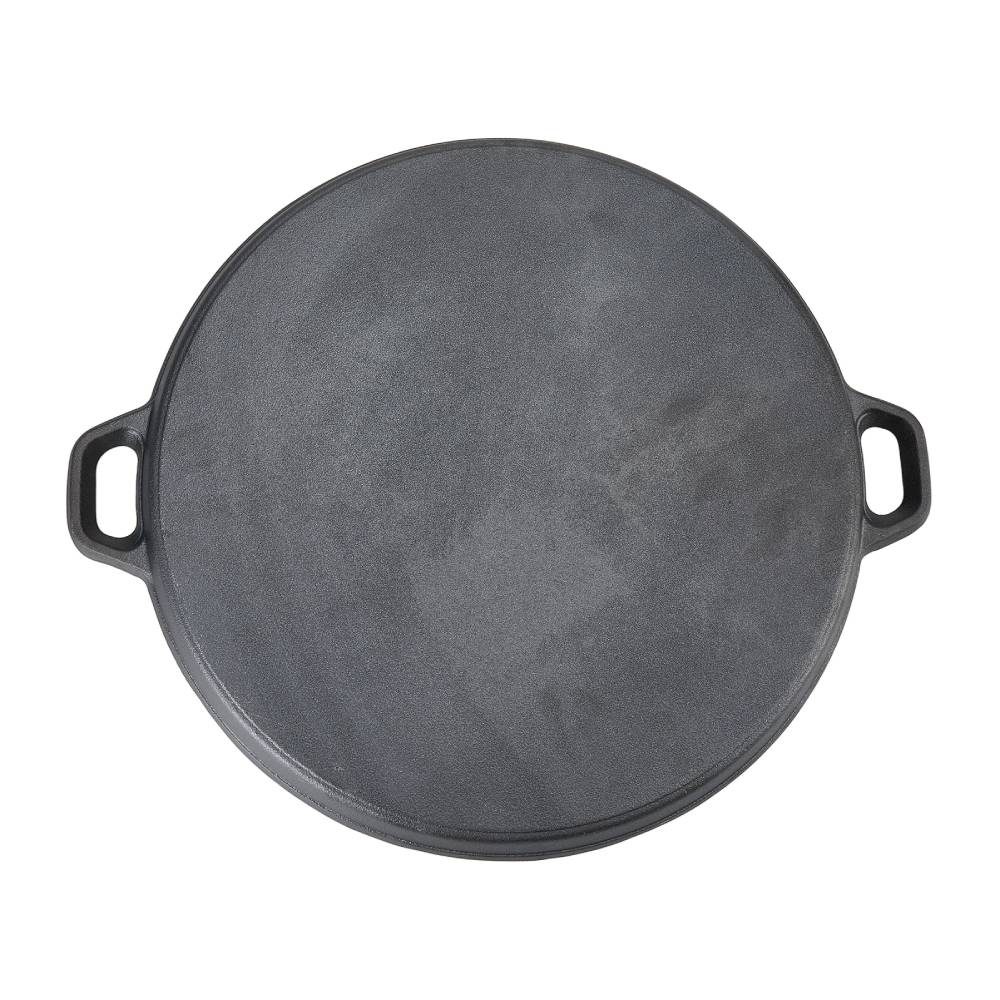 Living and Home 34cm Dia Pre-seasoned Round Dual-handle Cast Iron Grill Pan