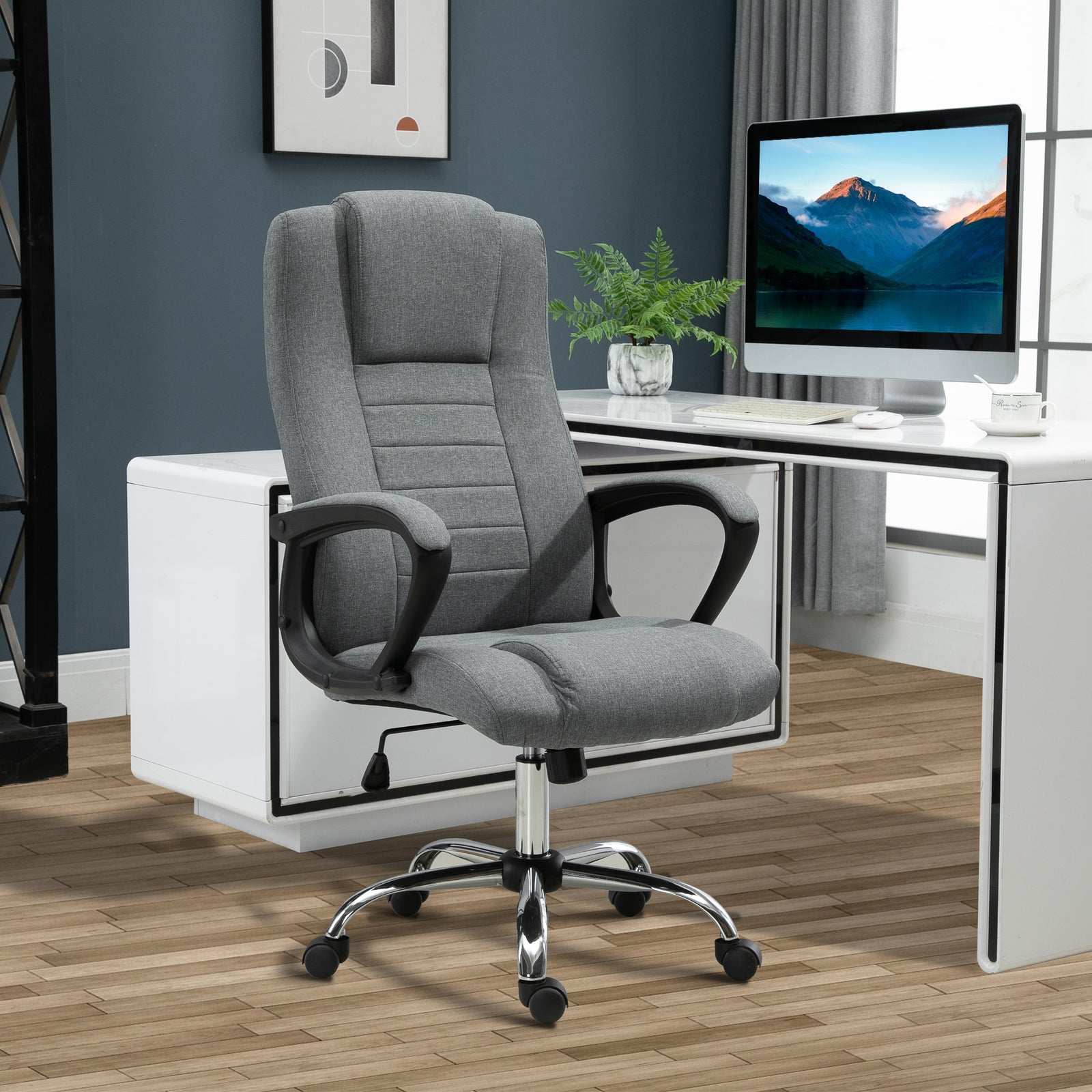Swivel Chair Adjustable Height Linen