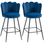 Barstool With Petal Backrest For Kitchen Island | Set of 2 | Dark Blue