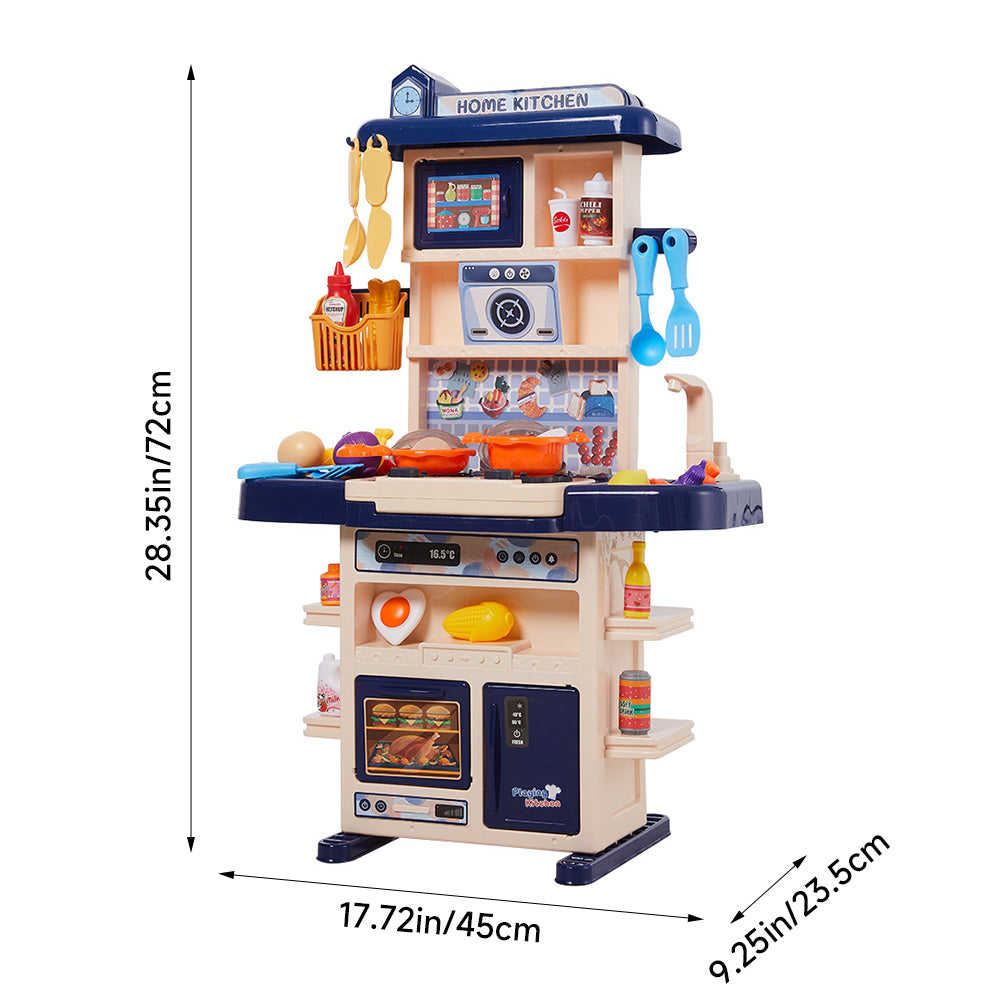 Children Pretend Kitchen Playset 43pcs Toy Accessory Set | Blue