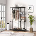 Coat Rack Stand With Hanging Rail And Storage Shelves