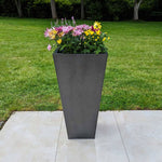 Zinc Galvanised Tall Flared Tapered Square Planter | 30cm x 30cm x 70cm | Silver Black