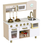 AIYAPLAY Kids Kitchen Playset With Rotating Coffee Machine For 3-6 Y, White
