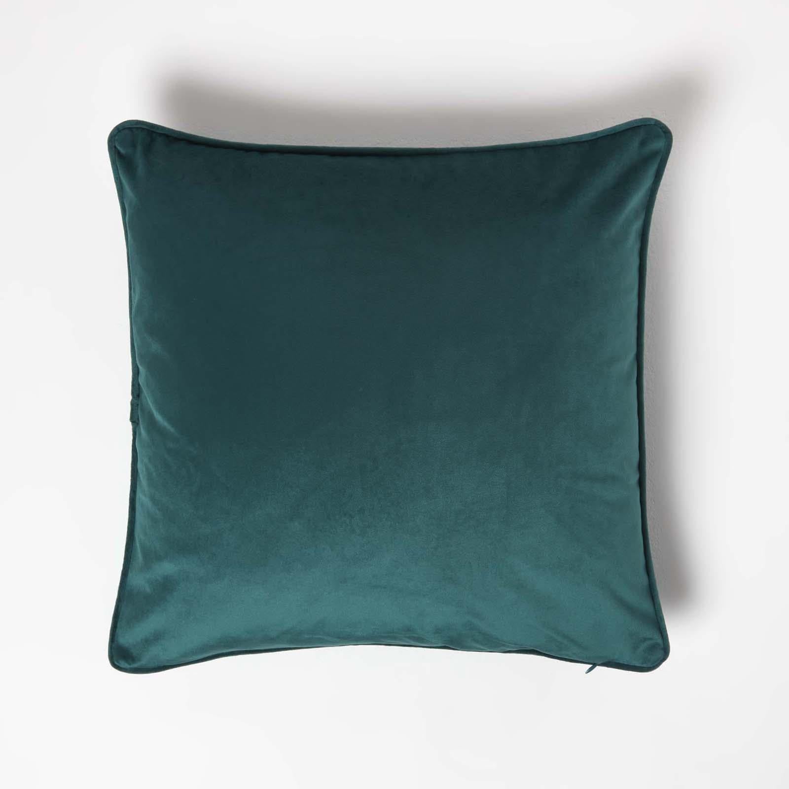 Filled Velvet Cushion With Piped Edge 46 X 46 Cm | 45cm x 45cm | Green