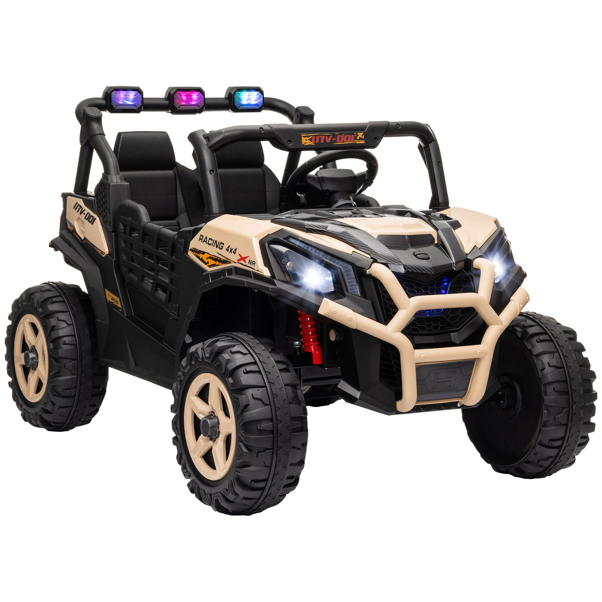 2 Seater 24v Kids Electric Car W/ Remote Control | Khaki