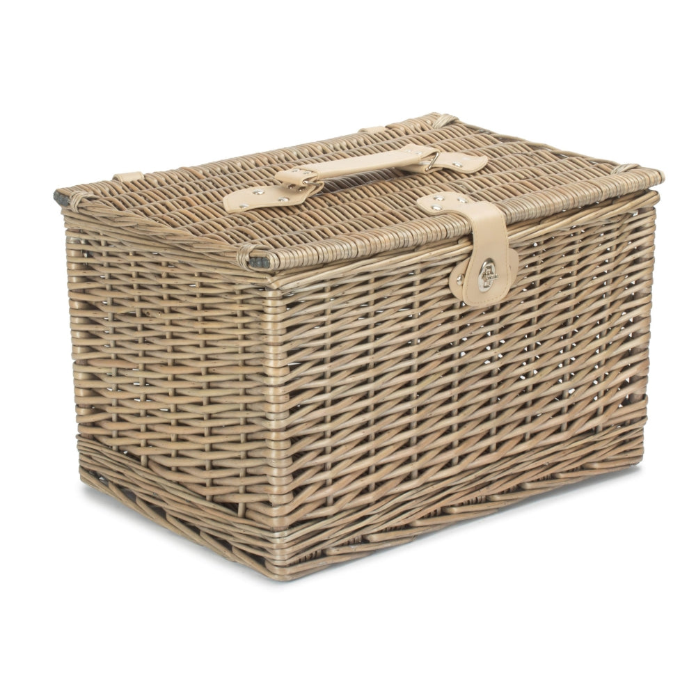 Antique Wash Finish Chest Picnic Basket | Large | Brown