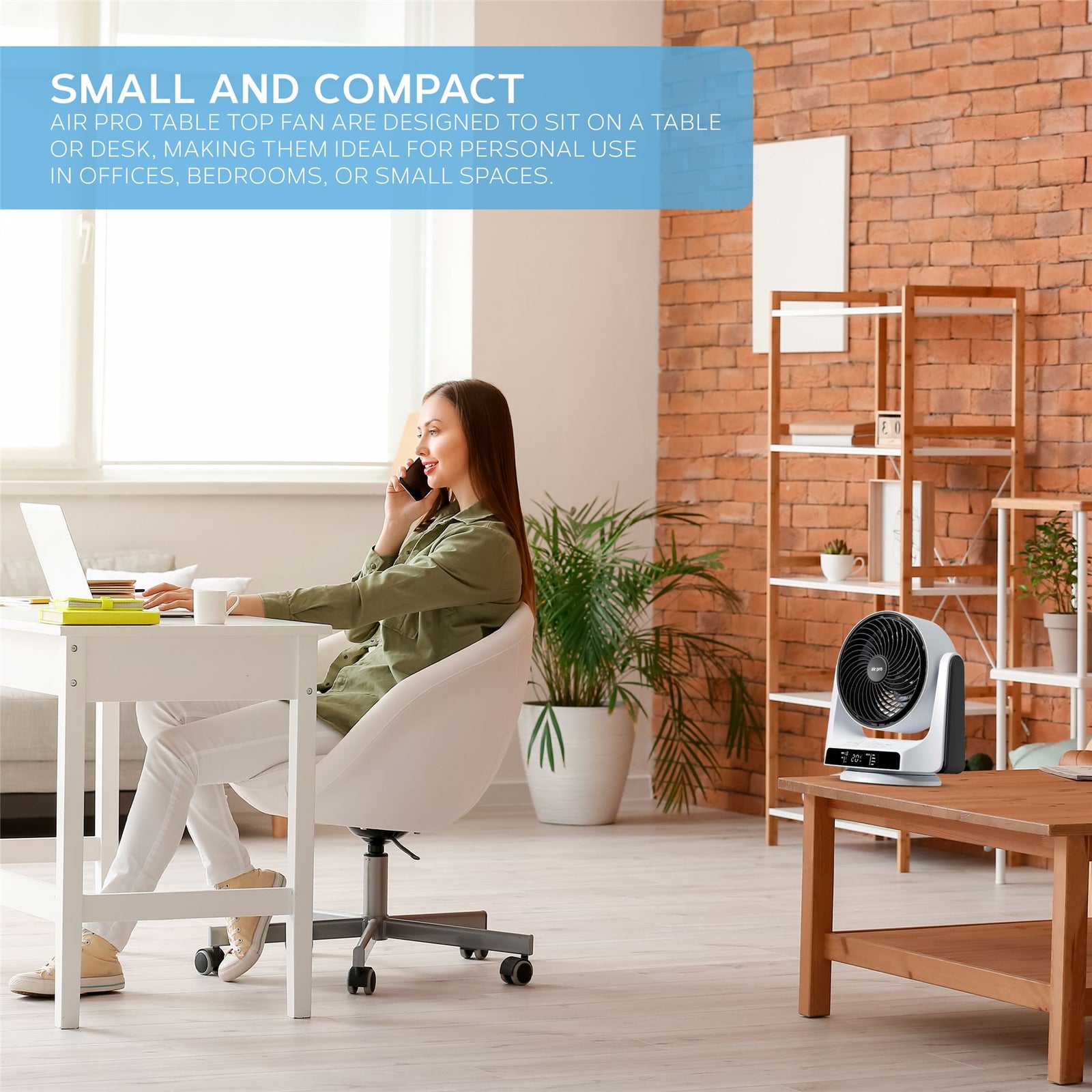 Desk Fan - Ultra Quiet Air Cooling & Circulator Table Fan - Small Cooling Fan With 8 Speeds And 4 Different Mode Settings - 90° Variable Tilt Mini Fan Suitable For Desktop Office Home Bedroom