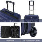 56x45x25cm Hard Cabin Suitcase - Lightweight 2-Wheel ABS Carry On Hand Luggage | Cabin | Navy Blue