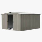 Breeins 12 x 10ft Outdoor Steel Garden Storage Shed with Foundation, Double Sliding Doors, 4 Vents, Large Storage House