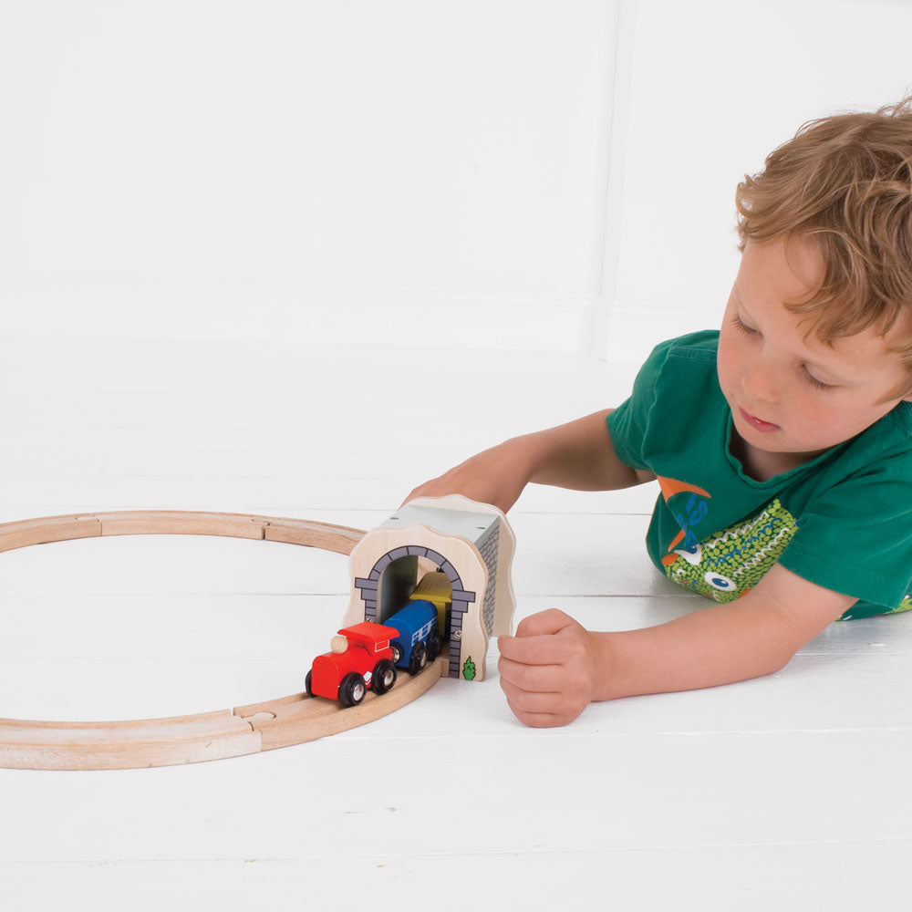 Grey Stone Wall Tunnel for Wooden Train Sets