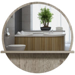 Round Mirror For Wall Makeup Mirror With Shelf | One Size | Gray