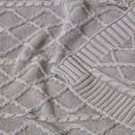 Cable Knit Diamond Pattern Cotton Throw | 130cm x 170cm | Grey