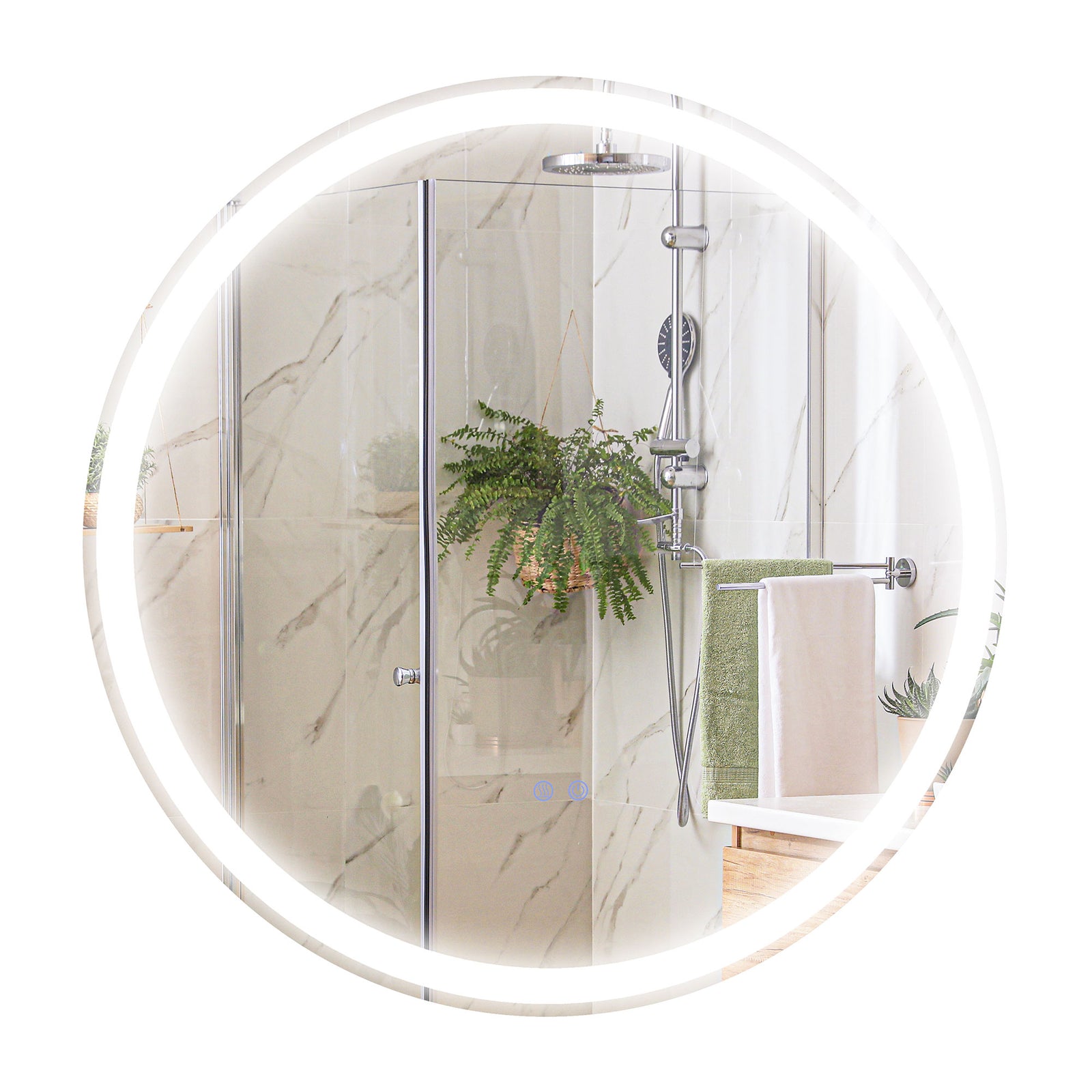60x60/70x70cm Dimmable Bathroom Mirror With 3 Colours Led | Large | Silver