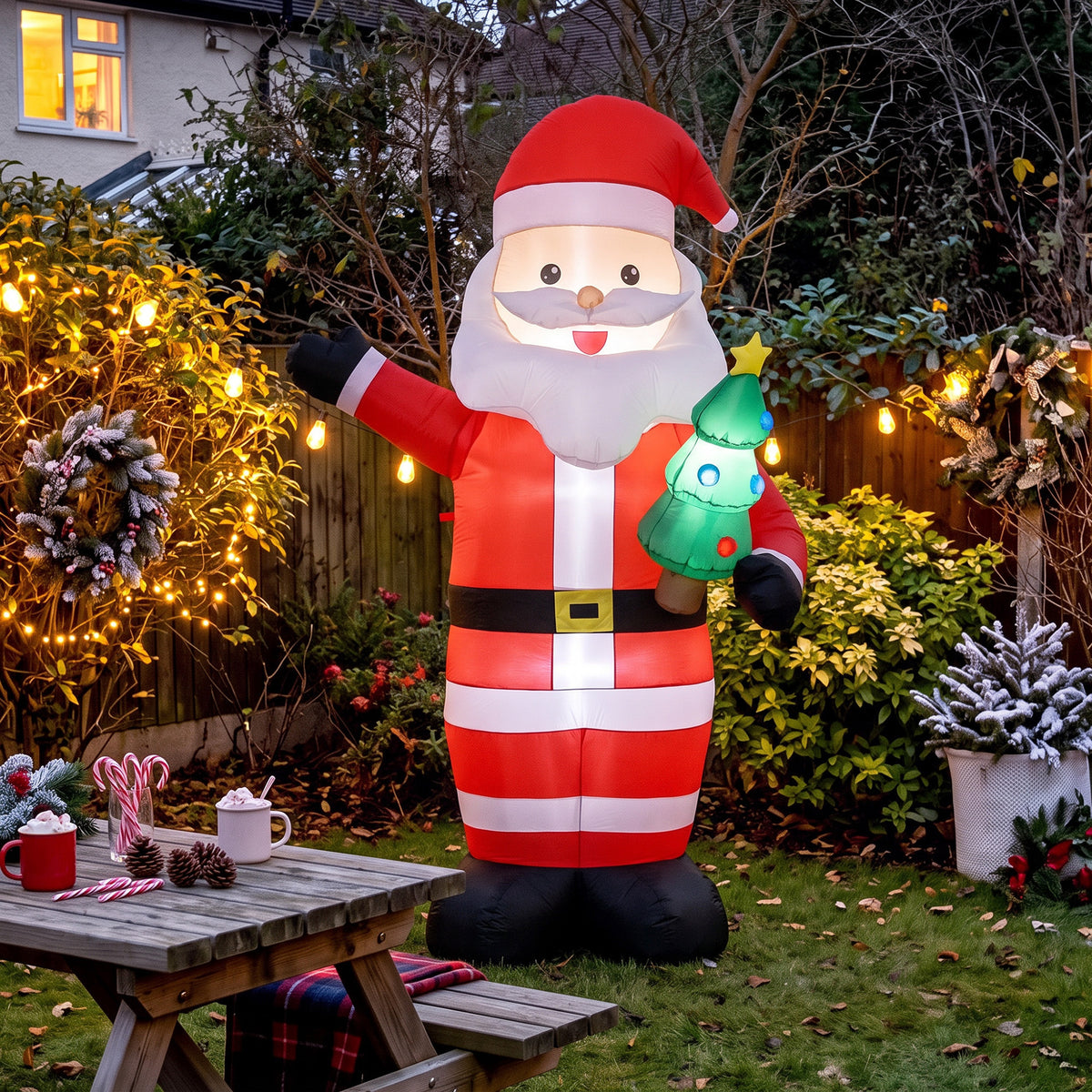 Outsunny 8ft Inflatable Christmas Decoration With Bright Led Light, Red