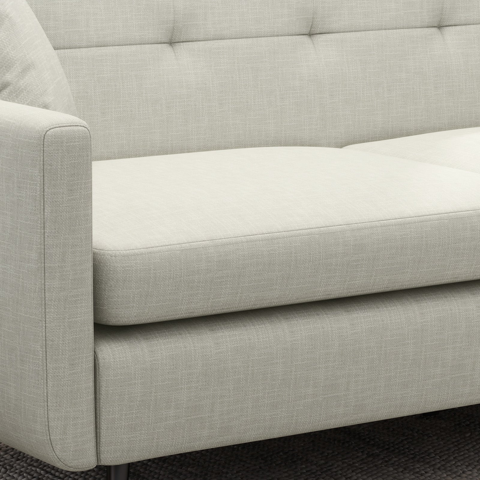 2 Seater Sofa 165cm Fabric Couch With Wood Legs And Pockets | One Size | Beige