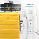 Set Of 3 Hard Shell Suitcase Cabin & Check In Cases With Tsa Lock - Overhead Cabin With Medium & Large Check-in Bag | Set of 3 | Yellow & Black