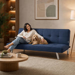 Britney Linen Sofa Bed 3 Seater | Blue