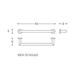 Towel Rail, Black Matt, Wall-mounted, 40 Cm. Collection Kubic