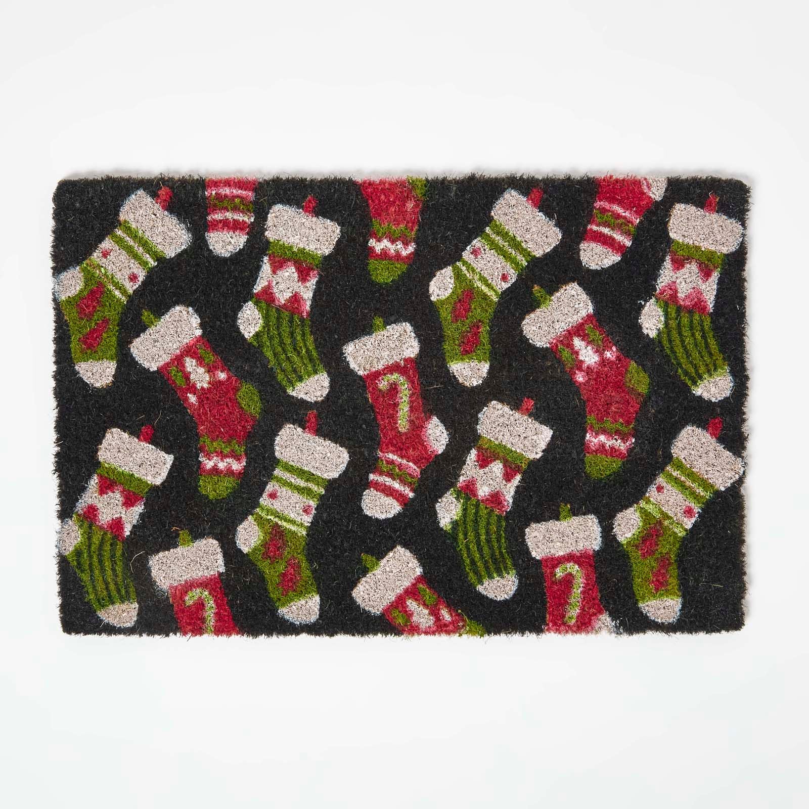 HOMESCAPES Christmas Stockings Non-slip Coir Doormat, 40 X 60 Cm