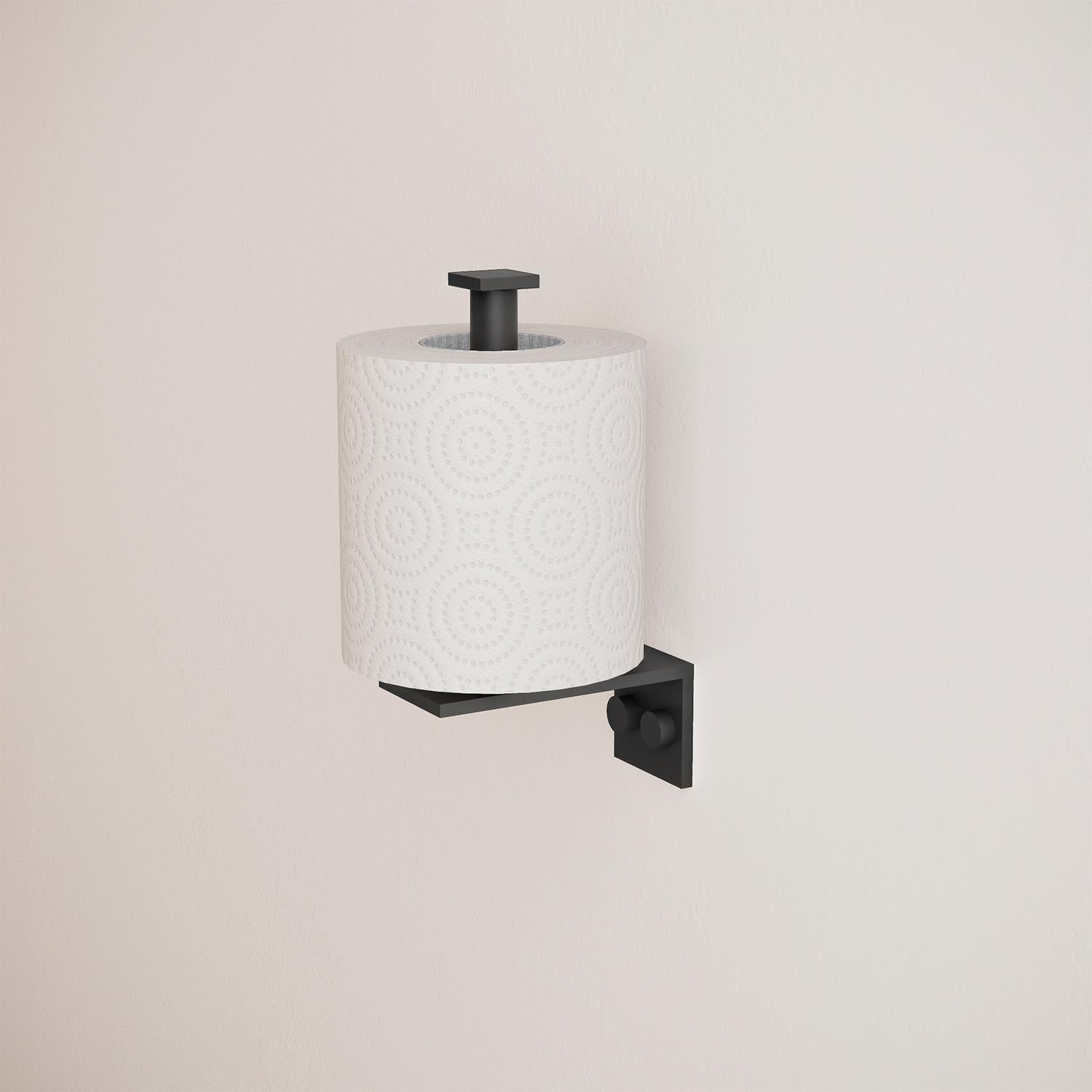 Toilet Roll Holder, Black Matt, Wall-mounted, 9 Cm. Collection Metric