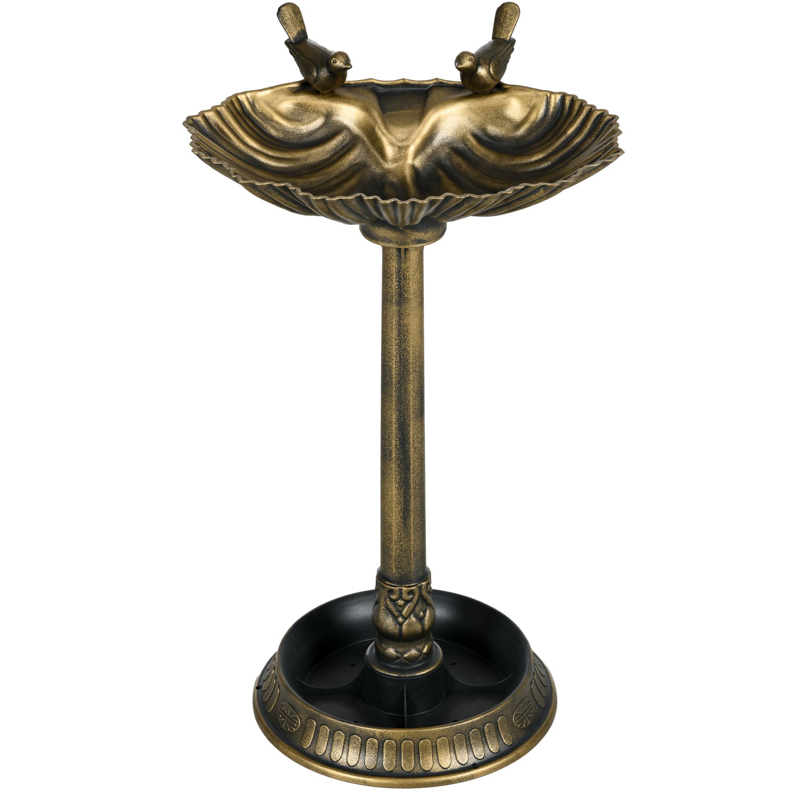 81cm Tall Bird Bath W/ 2 Decorative Birds For Garden | Bronze