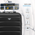 55x35x20cm Lightweight 4 Wheel Cabin Carry On Suitcase Overhead Case Approved For 100+ Airlines With Integrated Tsa Lock | 55 x 35 x 20cm | Black