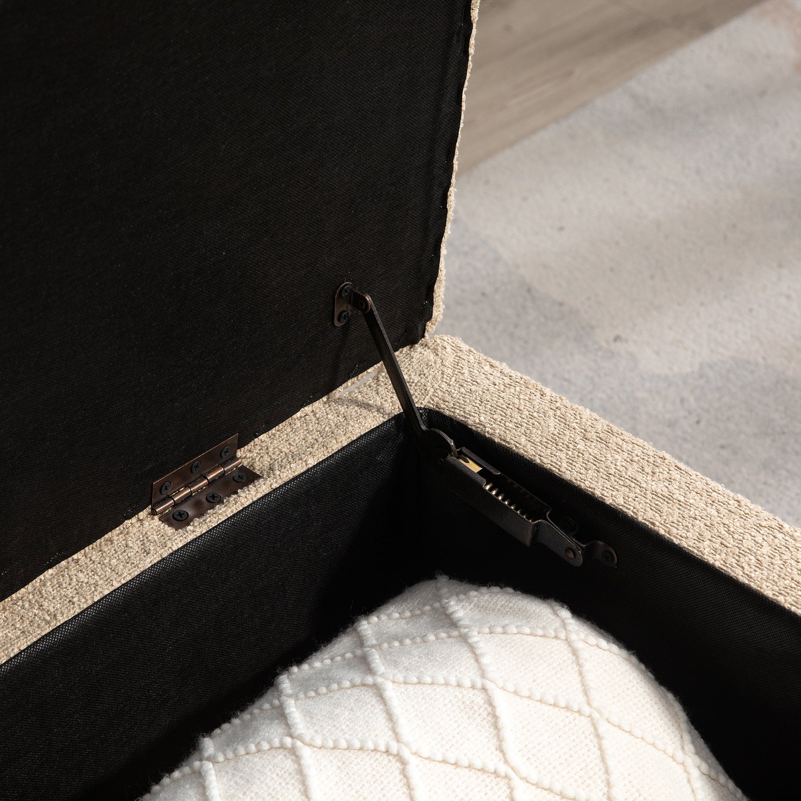 Sherman Boucle Fabric Storage Ottoman - Brown | Brown