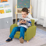 Child Armchair Wood Frame W/ Padding Seat Low-rise Bedroom | Green