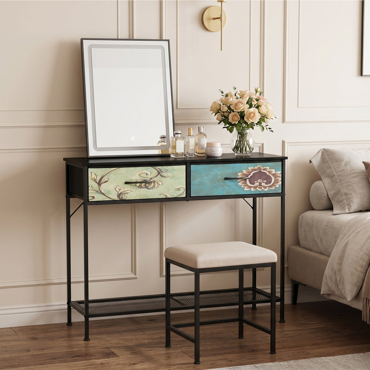 Breeins Console Table With Fabric Drawers For Hallway Living Room