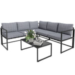 Grey 3-piece L-shaped Garden Sofa Set