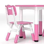 3 Pcs Height Adjustable Kids Table And Chair Set For Playroom | Pink