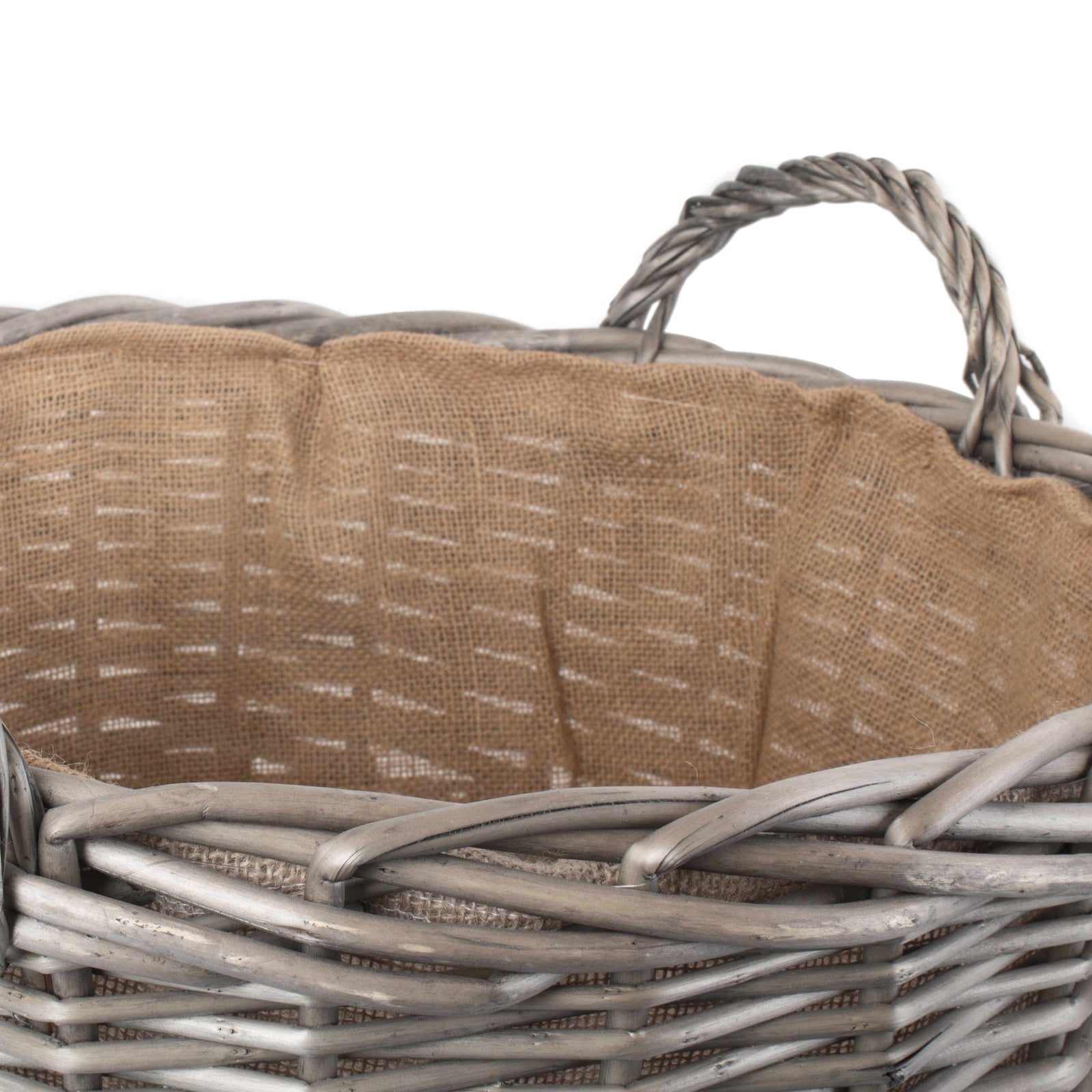 Wicker Antique Wash Finish Lined Log Basket | Extra Large | Brown