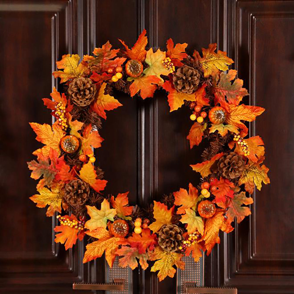 Artificial Maple Leaf Wreath Outdoor Decoration For Halloween