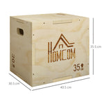 HOMCOM 3-in-1 Wooden Plyo Box For Home Gym, Workout Training, Natural
