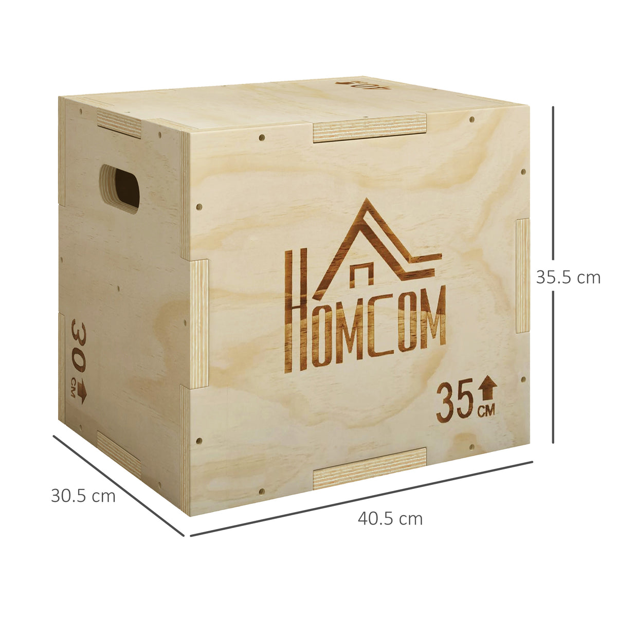 HOMCOM 3-in-1 Wooden Plyo Box For Home Gym, Workout Training, Natural